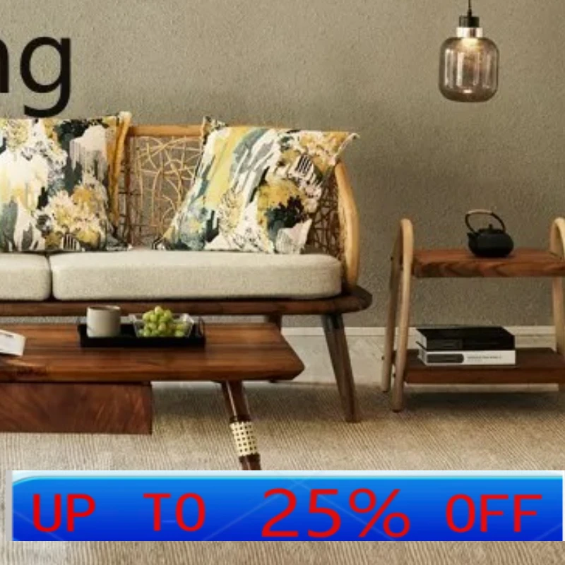 

LMM Sofa Living Room Combination Rattan Furniture Inn Home Three-Seat Rattan Chair