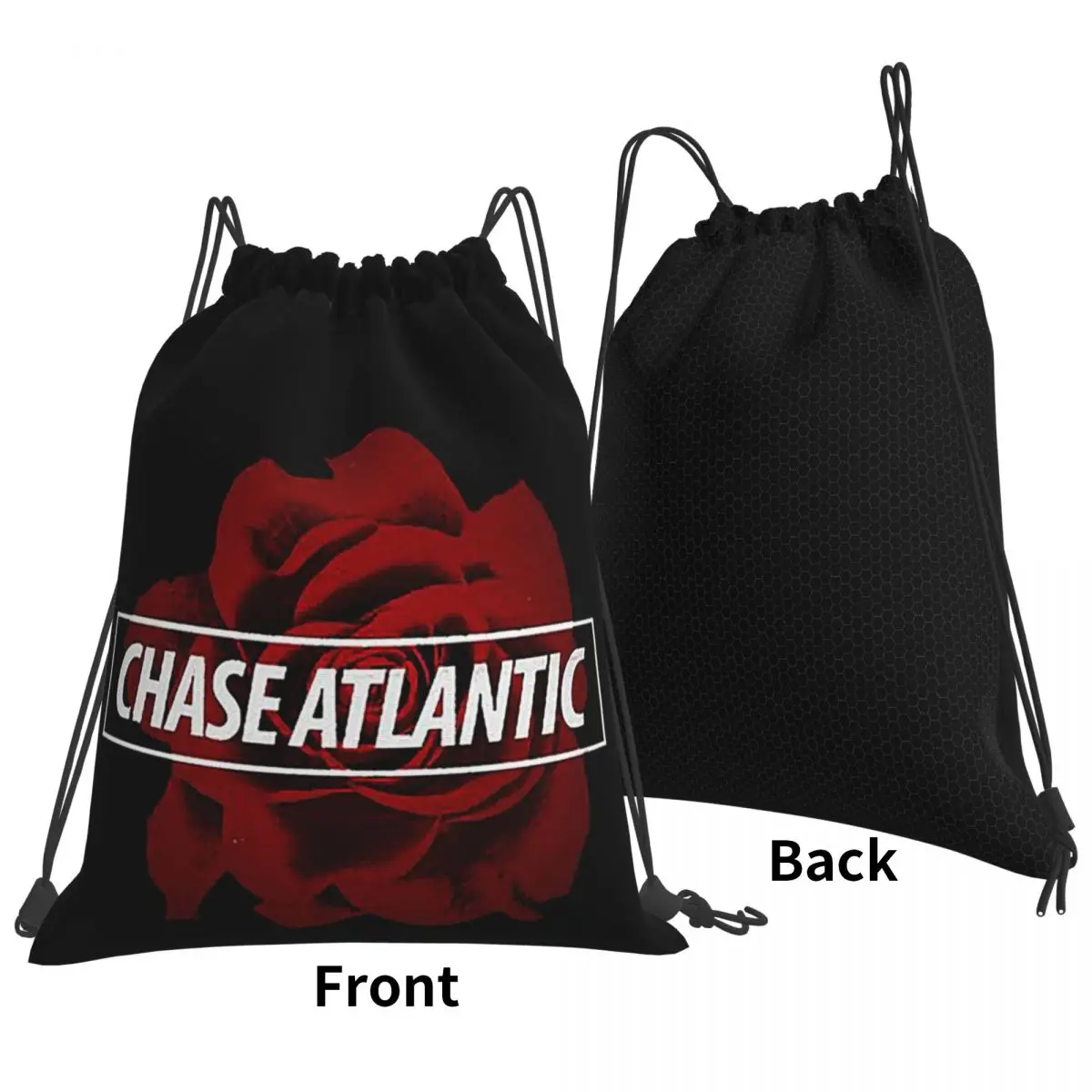 Chase Atlantic Rose Logo Backpacks Casual Drawstring Bundle Pocket Sundries Bag Book Bags for Man Woman Students