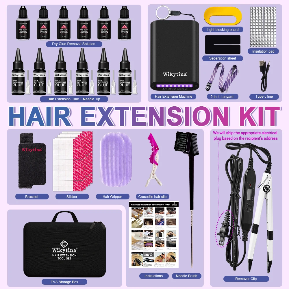 

Ultimate UV Light Hair Extensions Kit with UV Glue Tools and Curing Lighter for Long Lasting Salon Quality Extensions
