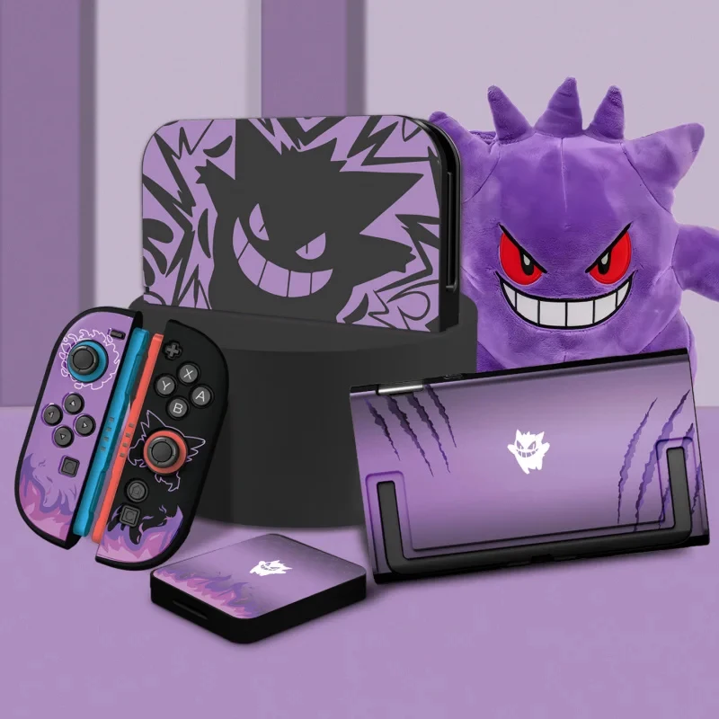 Anime Purple Gengar Protective Case for Nintendo Switch 2/OLED/Switch Controllers The Joy-Con Detachable Hard-shell Dock Cover view 5