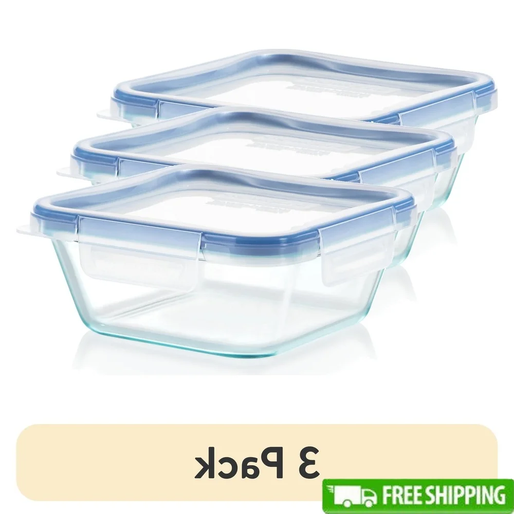 

3 Pack Airtight Glass Storage Containers with Lids Leak Proof Microwave Oven Safe Stain Resistant Stackable Kitchen Storage