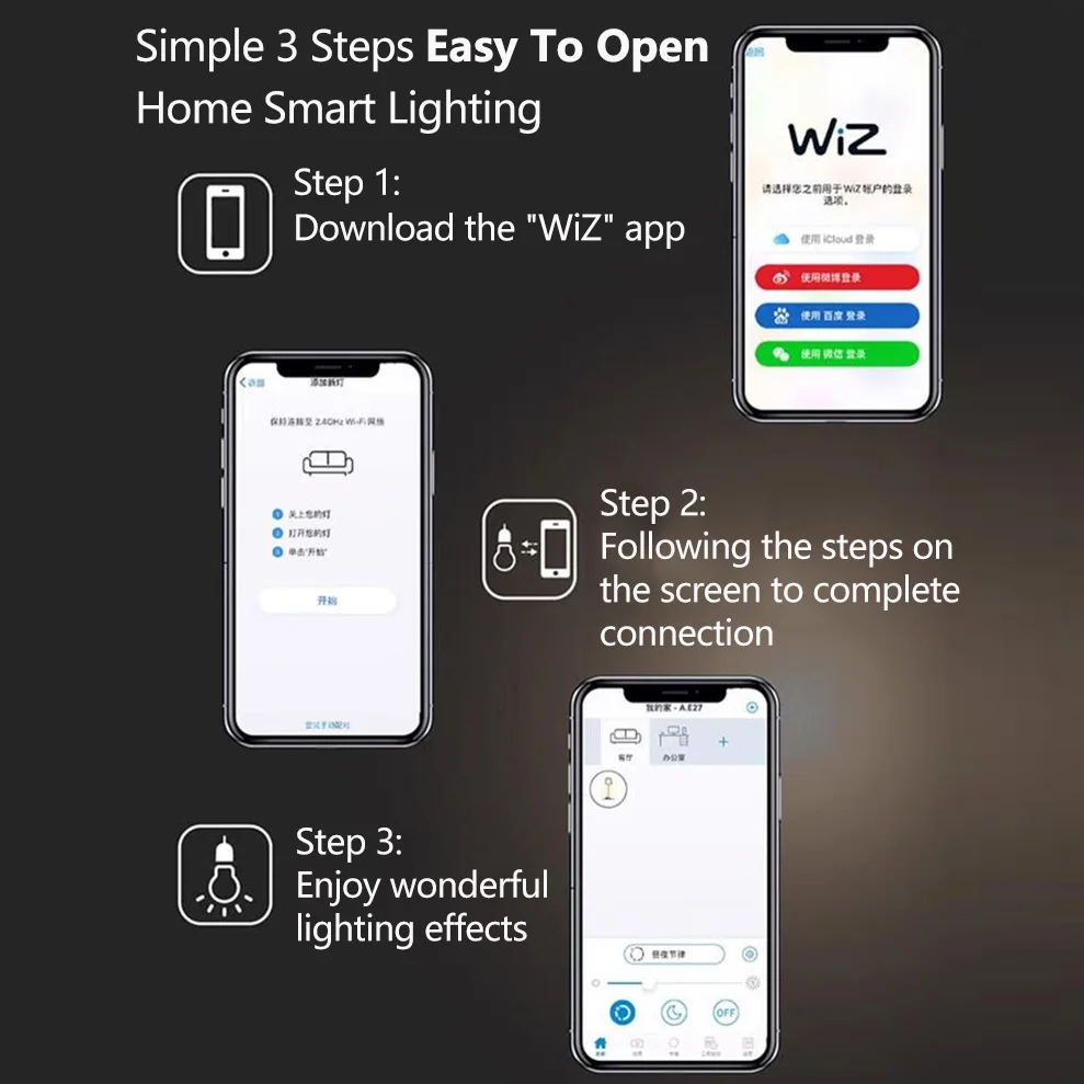 فيليبس الانضمام الأبيض واي فاي LED لمبة ذكية 9 واط E27 220-240 فولت WiZ App التحكم الدافئ لتبريد اللون الأبيض EyeComfort عكس الضوء مصباح #5