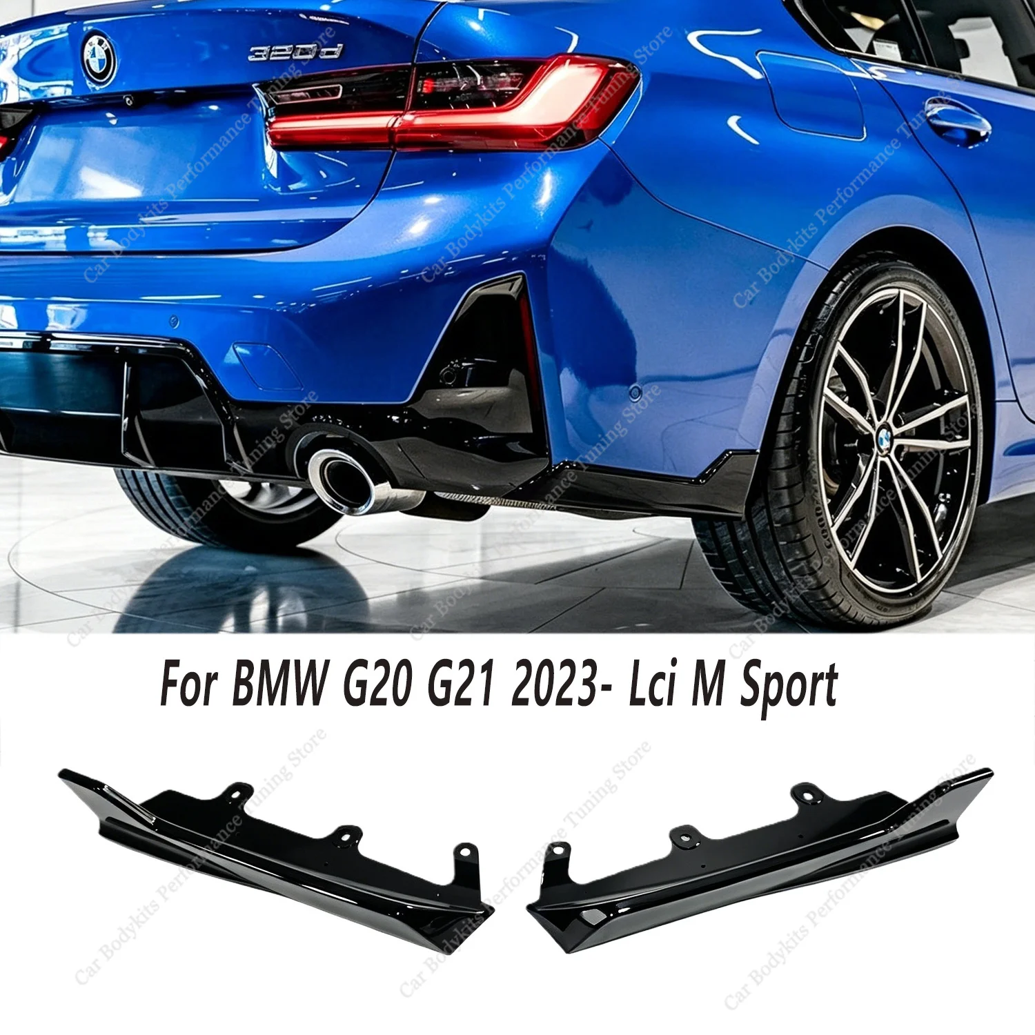 Gloss Black FD StylesRear Bumper Side Splitter For BMW G20 G21 M340i/M340d Lci M Sport 2022-2026 Rear Bumper Diffuser Skirts