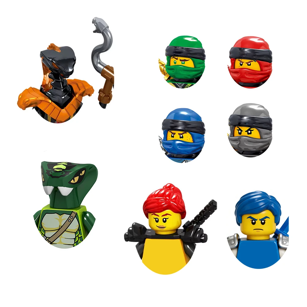 Figuras de Blocos de Montar Série Cobra Guerreira, Blocos de Montagem DIY com Acessórios, Brinquedo Colecionável Criativo de Fantasia de Serpente para Crianças