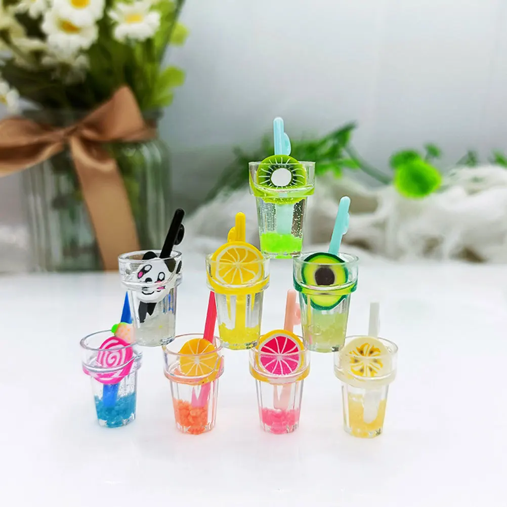 

10Pcs Mini Drinks Micro Landscape Ornaments Set Colorful Mixed Design Realistic Beverage Bottle Shape Decorative Mini Drinks