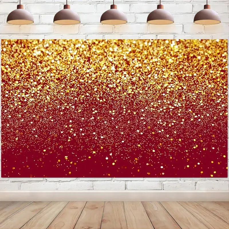 

Red Glitter Backdrop Gold Spots Bokeh Photography Background New Year Birthday Wedding Graduation Prom Party Decoration Studio