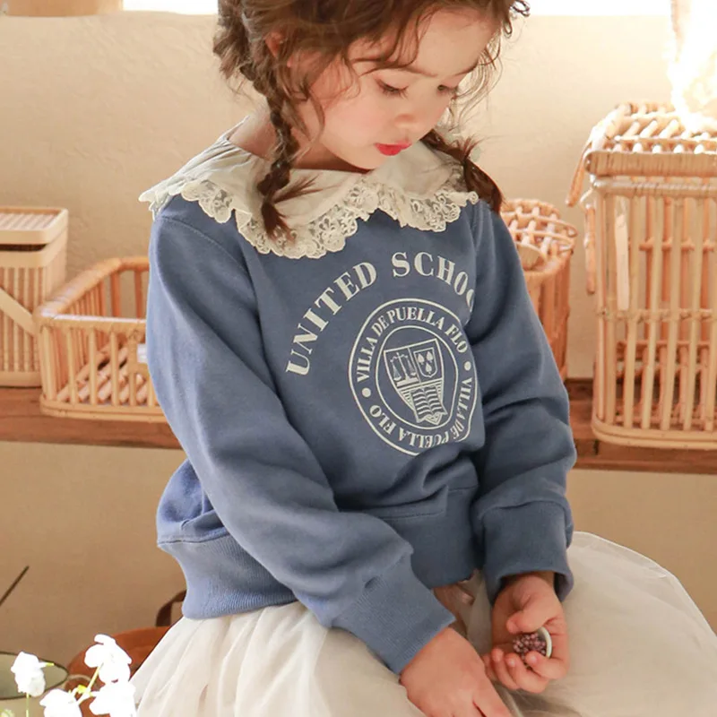 

Children Clothing 2023 Spring Autumn New Korean Style Fashionable Lapel Letter Printed Casual Long Sleeved Simple Hoodie Girls