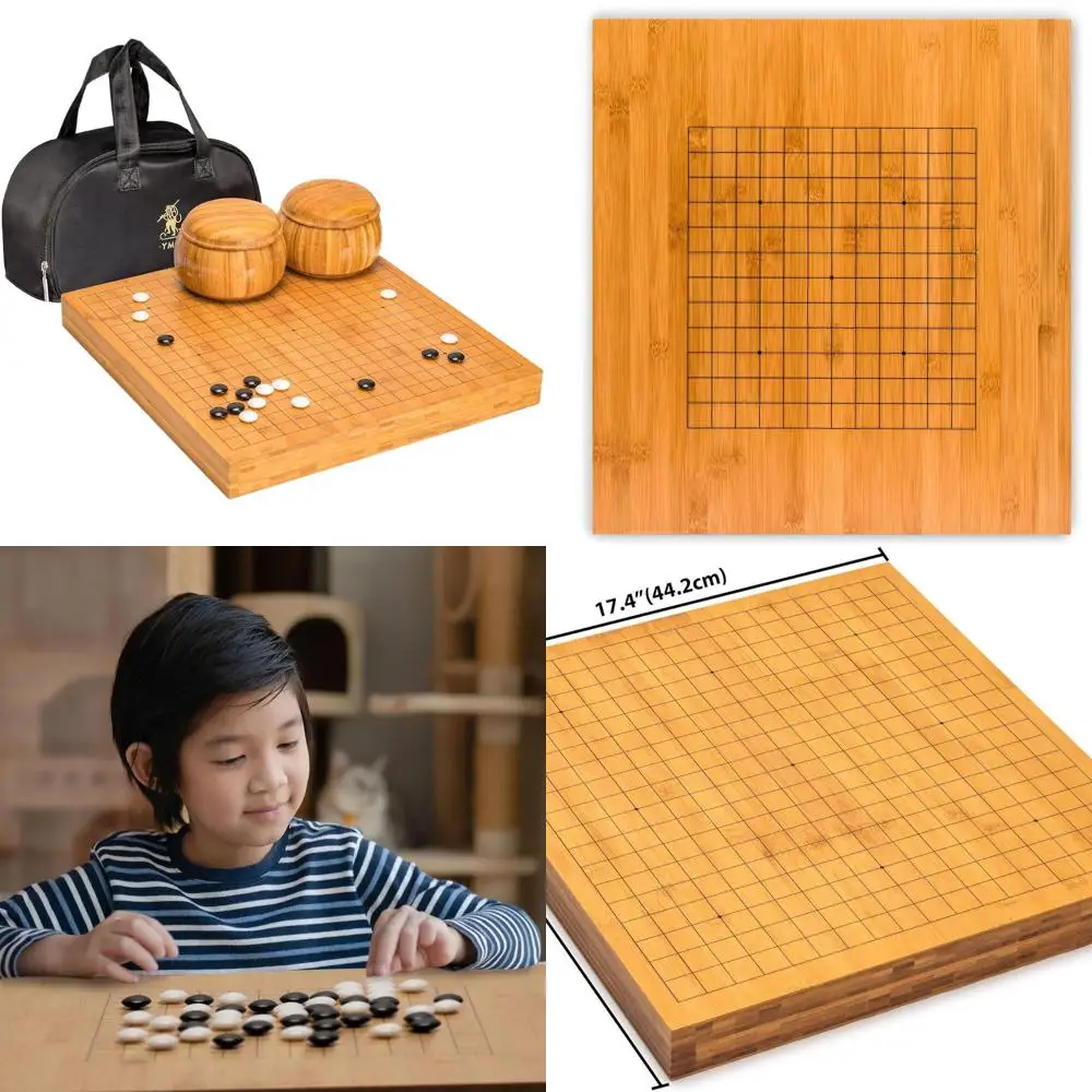 

Classic 19x19/13x13 Go Set with Bamboo Board, Reversible Design, Melamine Stones, and Bamboo Bowls