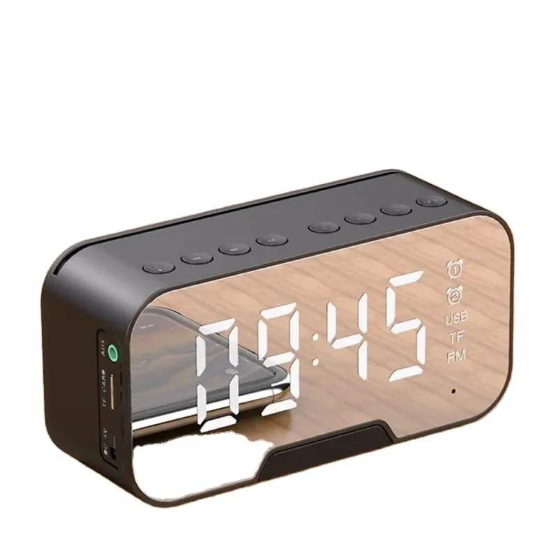

New design custom hot-selling wireless alarm clock Bluetooth speaker with mobile phone holder
