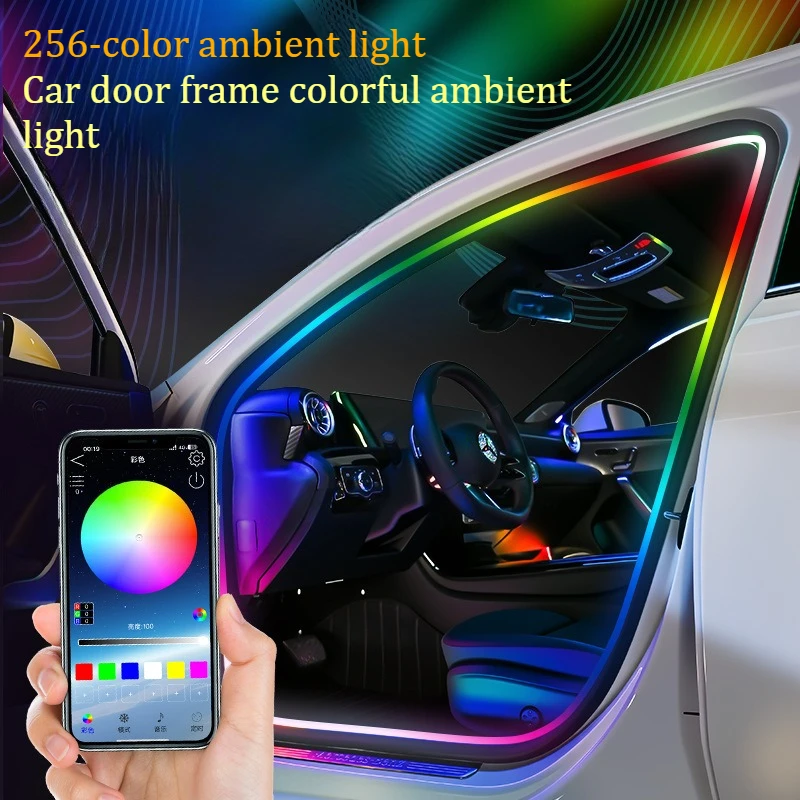 

Светодиодная лента RGB с дистанционным управлением через приложение для декоративной подсветки дверных рам автомобиля, аксессуары для создания светового эффекта «симфония»