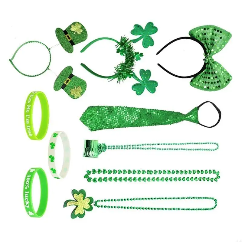 

U4LE Leprechaun Tie Bracelet Headband Irish Day Party Role Playing Photo Props