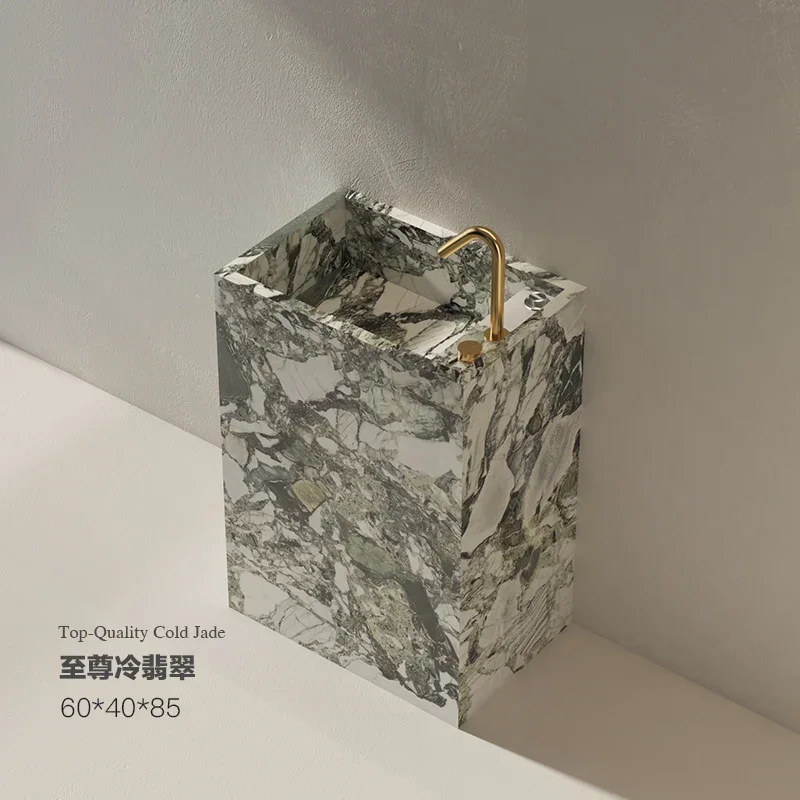 

A Rock slab column basin integrated floor type hand wash basin villa bed and breakfast hotel wash table customization