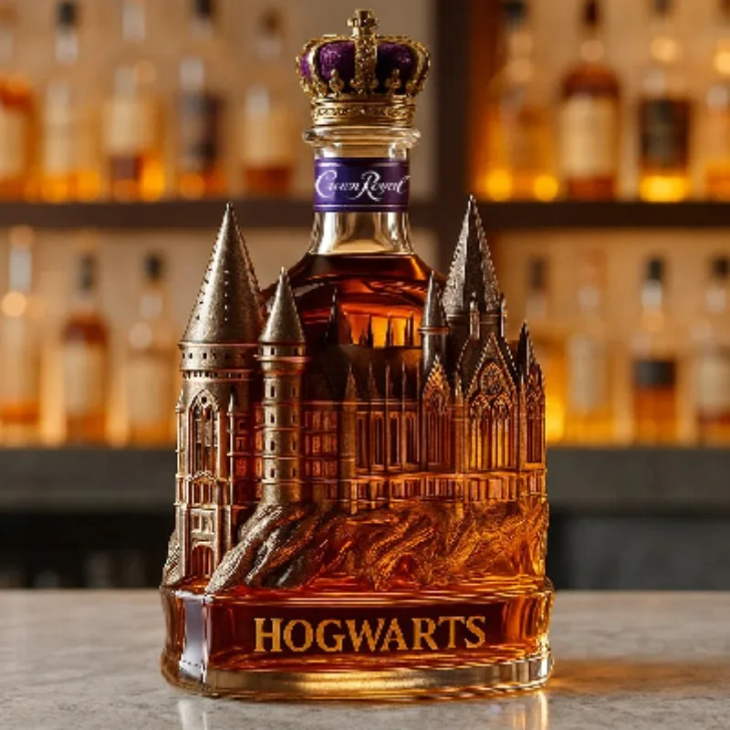 

1pc Medieval Castle Whiskey Decanter, 3D Embossed Crown Top Glass Wine Carafe, Luxury Barware for Home Bar Whiskey Decanter