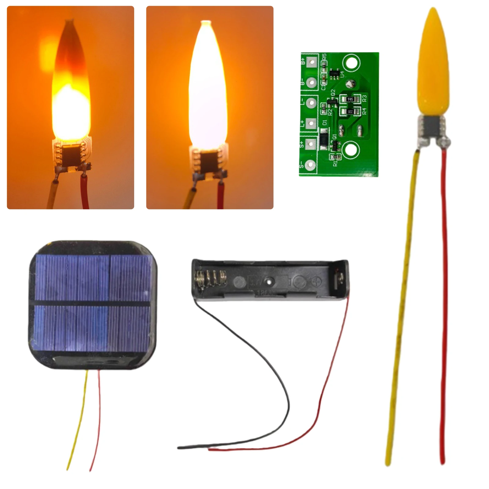 3.7V Flickering Candle PCB with Battery Box Realistic Flickering Effect for Halloween Christmas Decor Flame Lamp Wick