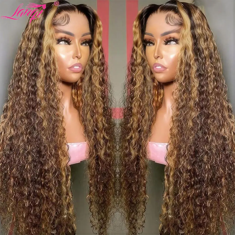 Perruque Lace Front Wig Deep Wave Naturelle, Cheveux Humains, Bordeaux, 13x4, P4/27, À Reflets, Densité 250