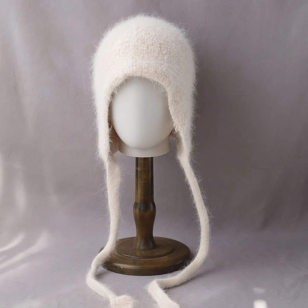 2025 جديد الشتاء قبعة ريال الأرنب الفراء الشتاء القبعات للنساء موضة القبعات الدافئة ترقية سميكة الموسعة البلوز وشاح قبعة