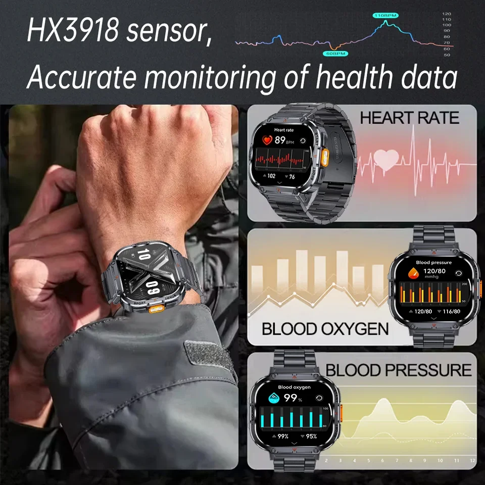 Original Men Smart Watch With Flashlight Bluetooth Call Outdoor Smart Watch Clock 3ATM IP68 Waterproof Sports Smart Watch Women