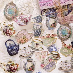 30 Pcs Baroque Style Vintage Cutout Scrapbook Stickers Decorative Paper Sticker DIY Aesthetic for Journaling Supplies Craft Art 