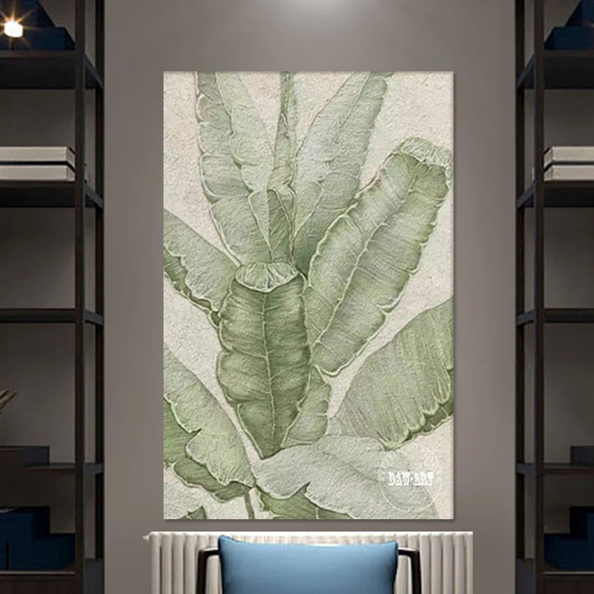 

Green Leaf Abstract Oil Painting Art Crafts Wall Paintings For Living Room Frameless Wholesale Of 3d Pictures Artwork Canvas