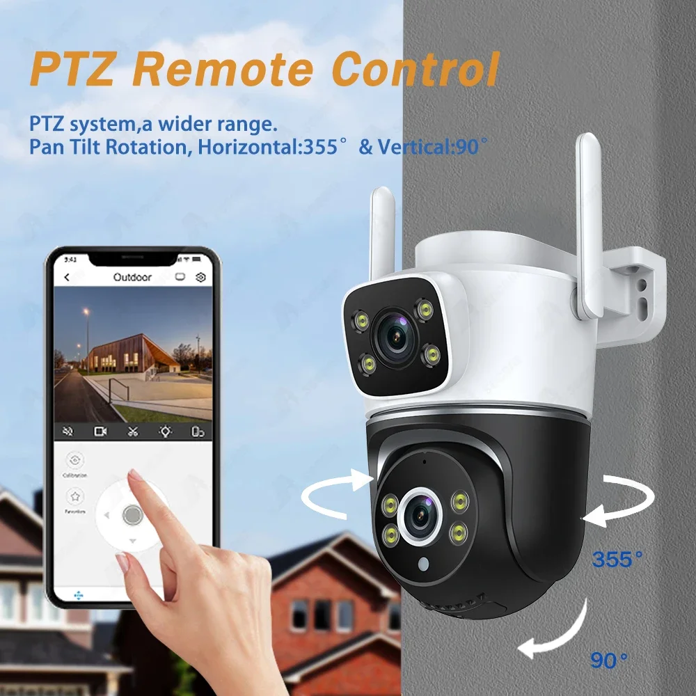 Imagem -04 - Câmera de Vigilância sem Fio Impermeável ao ar Livre ai Detecção Humana Proteção de Segurança Veio Lente Dupla Ptz Wi-fi Tuya 4k 8mp