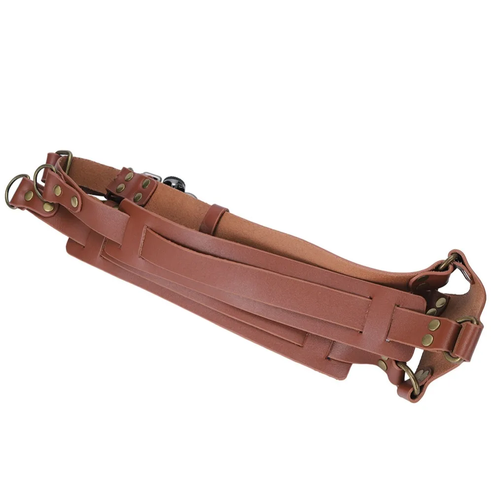 Genuine leather Camera Strap Brown color Double shoulder design Camera Harness Quick shoot style Adjustable length DSR Belt