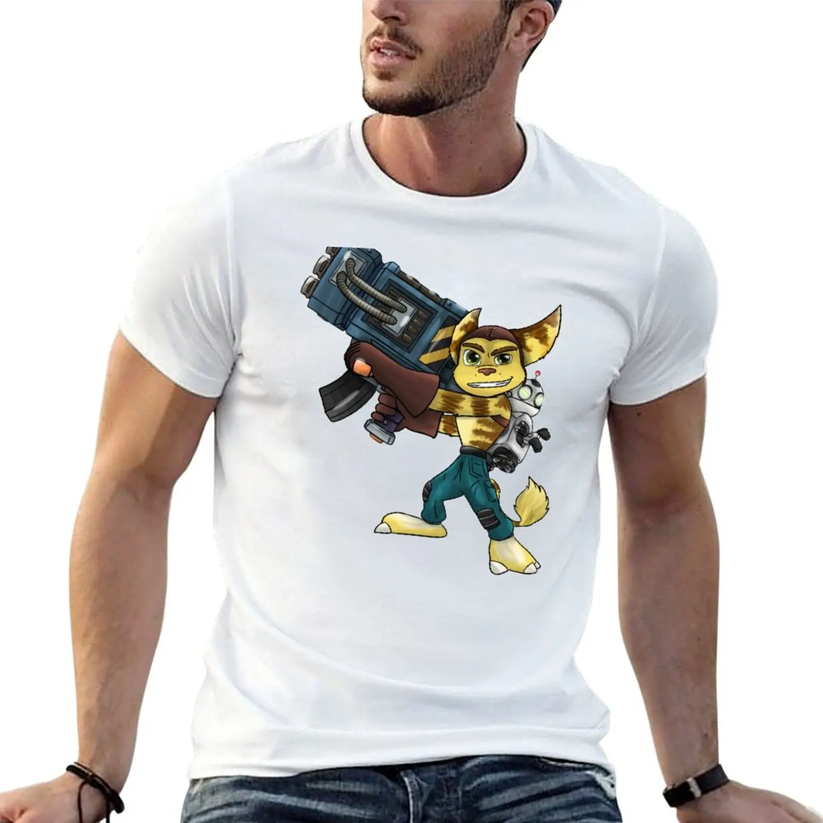 Camiseta Ratchet and Clank 2002 R.Y.N.O, camisetas para hombre, camiseta ajustada para hombre, camisetas para hombre, camiseta de algodón
