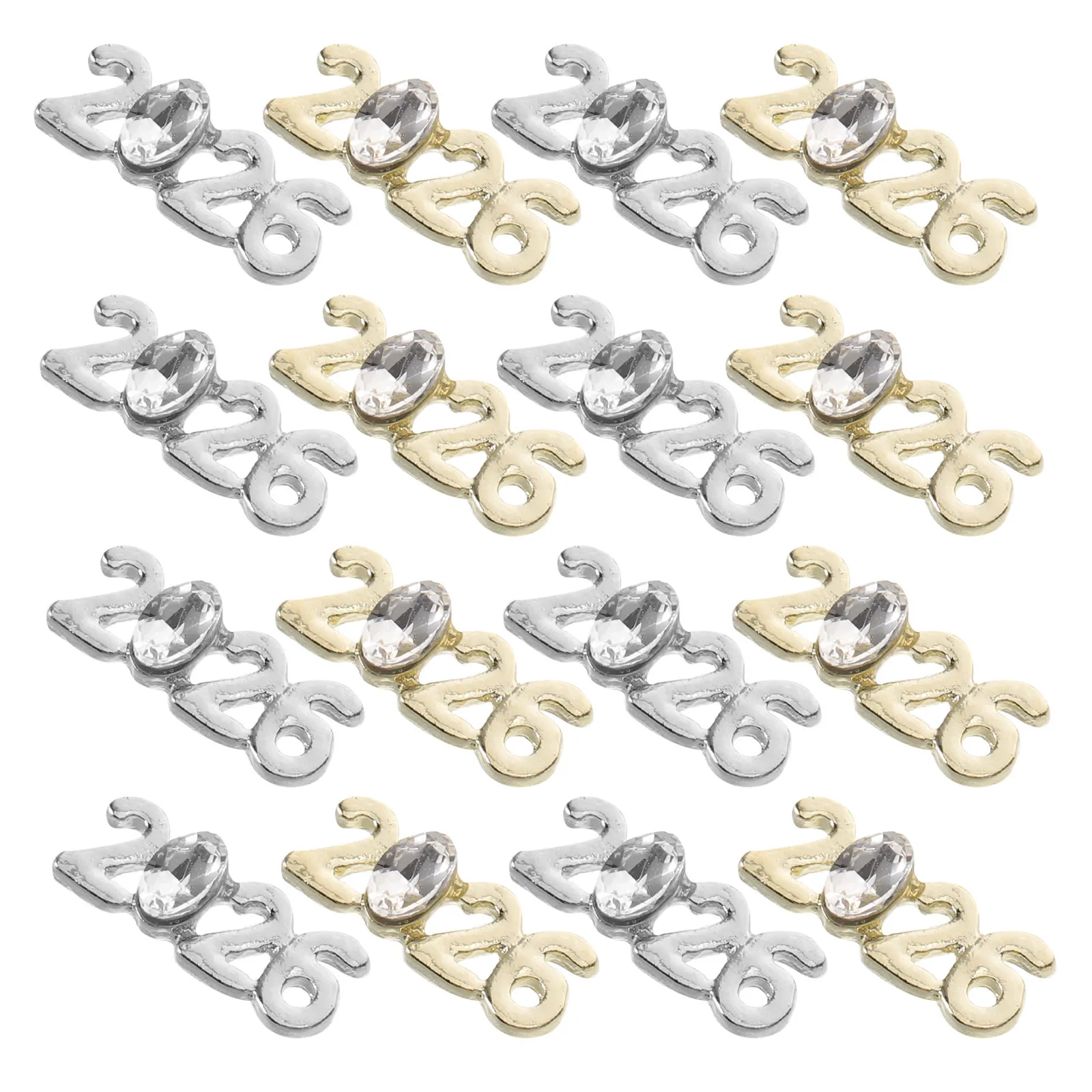 60pcs Metal Flatback Number Nail Charms for DIY Manicure and Nail Art Decor