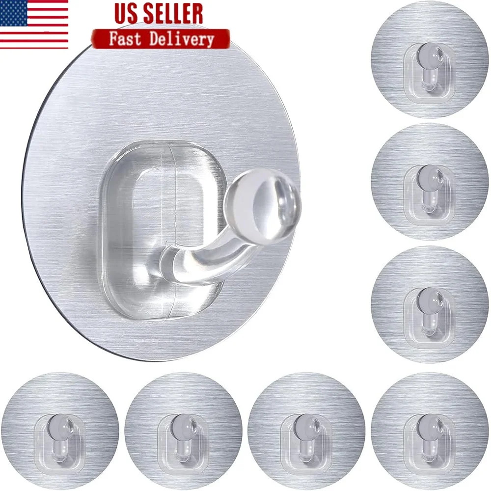 

Heavy Duty Adhesive Hooks 10 Pack Waterproof Sticky Wall Hooks 11 lbs Capacity Home Bathroom Robe Towel Organizer