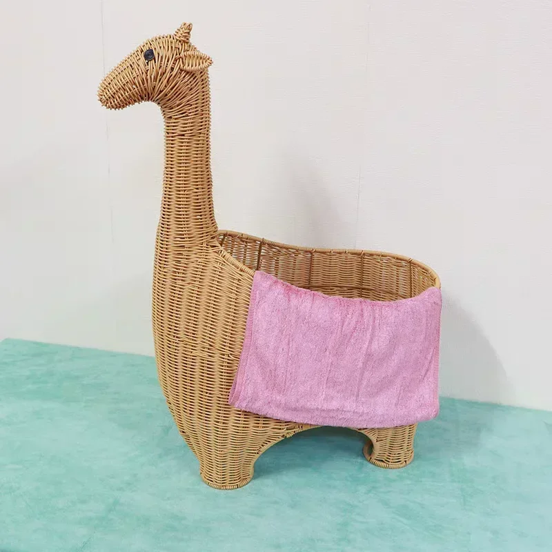 Pure Hand-woven Pppe Rattan Creative Cartoon Giraffe Storage Basket Household Snack Storage Basket