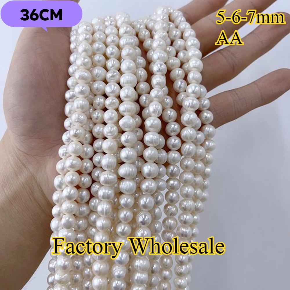 תכשיטי חרוזים מבריקים בצורת פנינה טבעית מעוגלת בצבע לבן AA בגוונים שונים ליצירת תכשיטים עצמאיים לשרשרת וצמיד לנשים