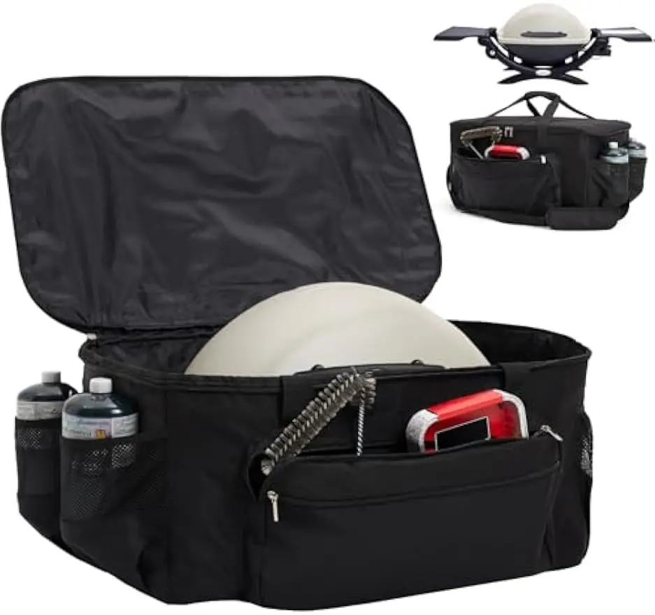 

Водостойкая сумка для переноски гриля-барбекю для портативных газовых грилей, футляр для переноски на открытом воздухе 600D, черный