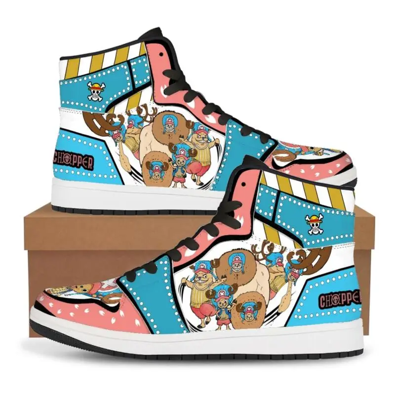 One Piece Leisure Shoes High Top Male Female Basketball Shoes Sneakers Running Shoes Tony Tony Chopper Couple Shoes Customizable