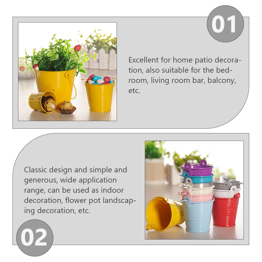 

2pcs Tinplate Flower Buckets Garden Decoration Succulent Bucket Farmhouse Tin Flower Pot Bar Living Room Decor Home Office
