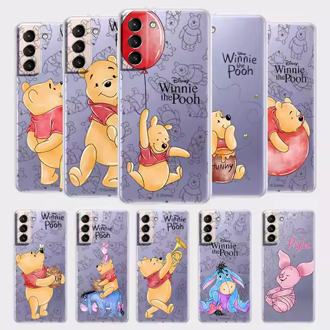Pooh Bear Cartoon For Samsung Galaxy S23 S22 S21 S20 Ultra Plus Pro S10 S9 S8 S7 4G 5G Soft Transparent Phone Case Coque Capa