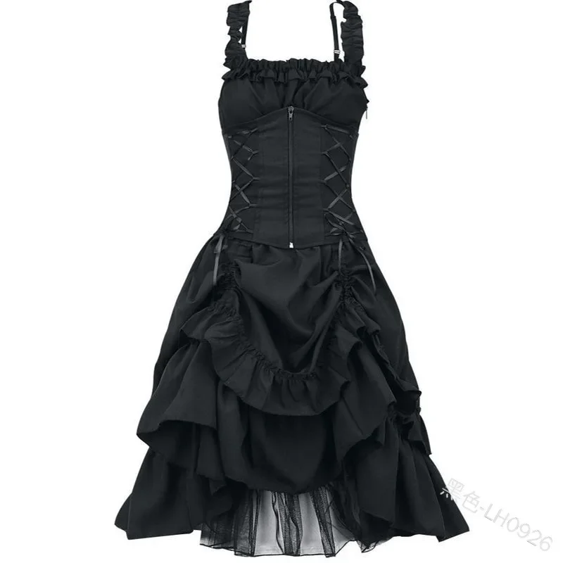 2024 5XL kobiety wiktoriańska gotycka sukienka Vestidos Retro Lolita pałac sąd księżniczka Halloween Punk Cosplay długa sukienka letnia