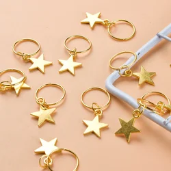 5/10/20pcs Gold Star Twist Braid Hair Ornament Women Charming Alloy Circle Hoop Braid Tool DIY Pendant Hair Style Accessories