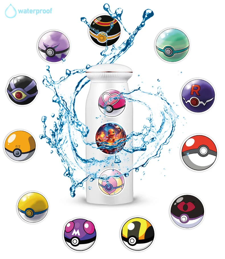 

10/30/60PCS Cartoon Pokémon Ball Anime Sticker DIY Decoration Waterproof Skateboard Notebook Graffiti Toy