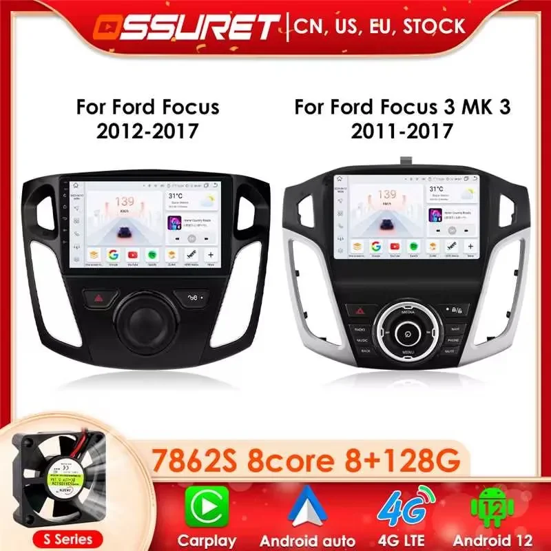 2din Android 12 Auto 4G Wireless Carplay DSP Car Radio Multimedia Video Player For Ford Focus MK 3 2011 - 2019 4G Head Unit 7862