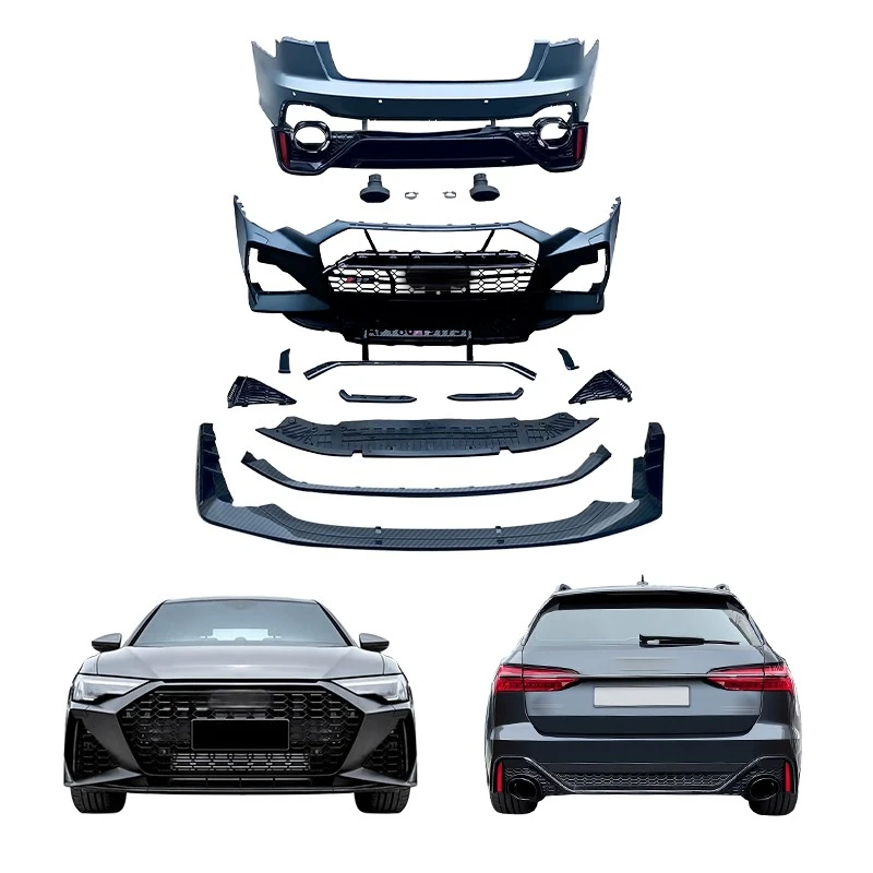 

RS6 New Front/Rear Bumper Body Kit with Fog Light Grille Bolt-On Upgrade for 2018-2019 A6 (1 Year Warranty)