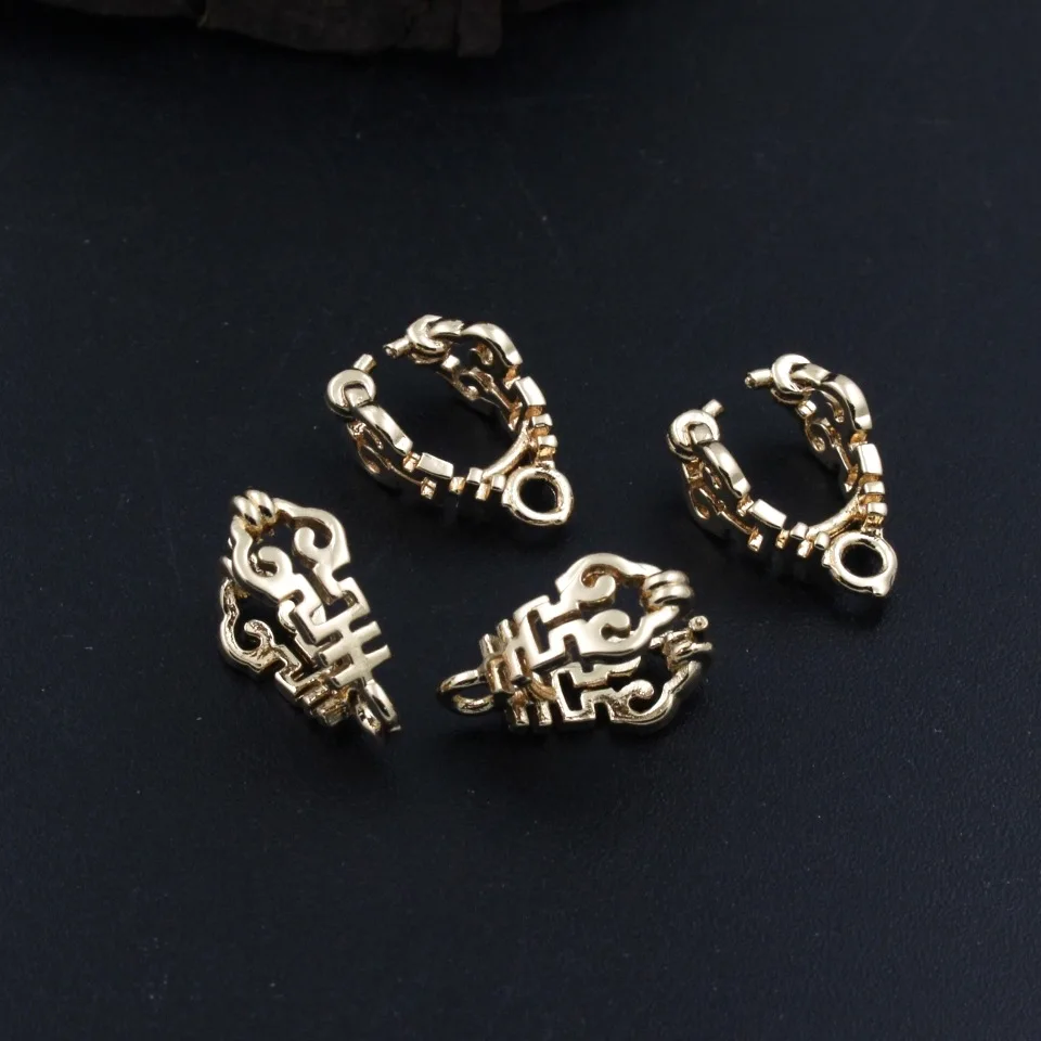 30pcs Brass Casted Lucky Xi Pendants Clasps Charms Bail Beads Connectors Clips For DIY Jewelry Making Necklace Supplies