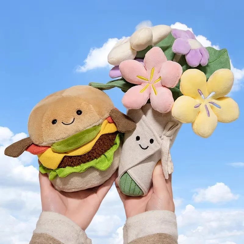 Jellycat Cute And Fun Taco Cake Burger Pizza Handheld Flower Toys Handmade Decoration Children'S Toys Girl Birthday Gift Gifts