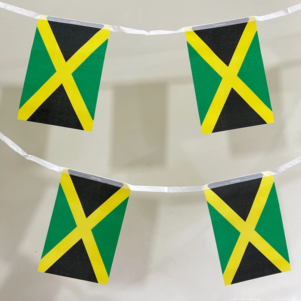 CZY Jamaican National Flags 14x21cm 20pcs/lot One String Hang Rope Jamaica Buntings Stream Jamaica Banner Flags