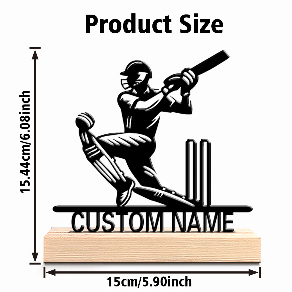 Fotografia 3: 1 peça de Estátua de Metal Personalizada de Beisebol com Base de Madeira para Decoração de Parede para Sala de Estar, Escritório, Casa Moderna Industrial