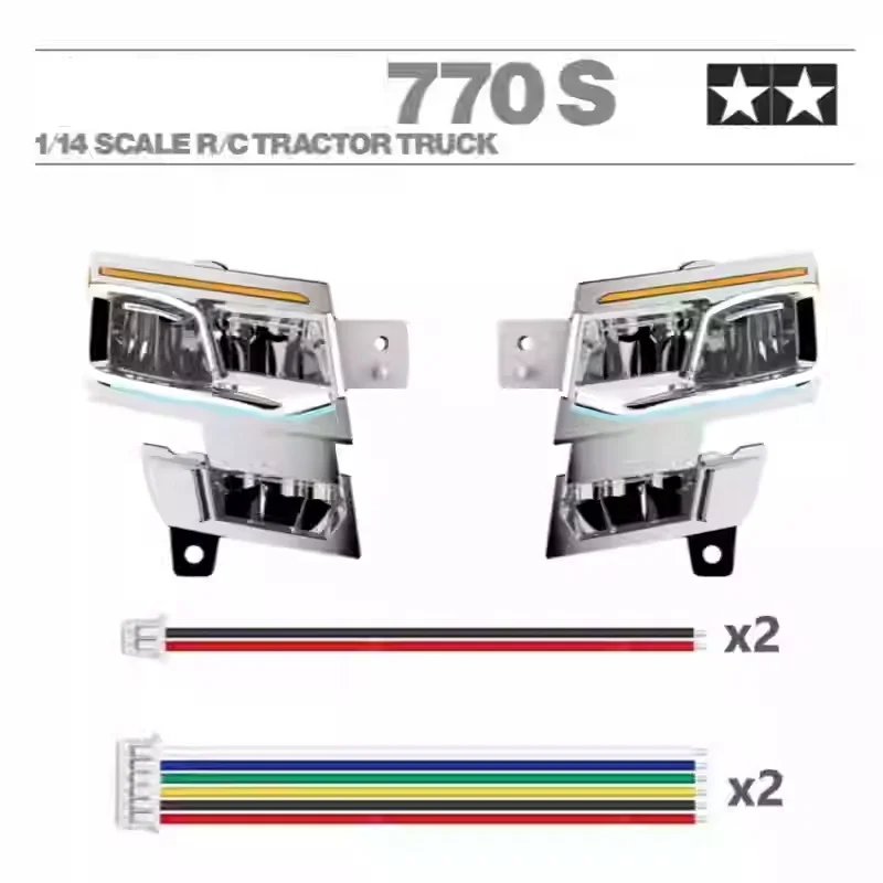 770S محاكاة 5 فولت نظام الإضاءة الأمامية مصباح ل 1/14 Tamiya RC سكانيا سكانيا 770S 8X4 56368 56371 MFC-03 M24 سيارة #4