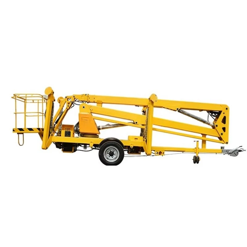 Tow Behind Boom Lift Lightweight Mobile Elevated Work Platform with Hydraulic Support Legs for High Reach Service