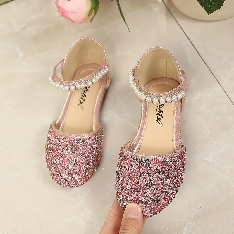 Girls Princess Sandals Shiny Sequins Kids Dance Shoes for Party Wedding 2026 Summer New Children Sandals Soft Bottom