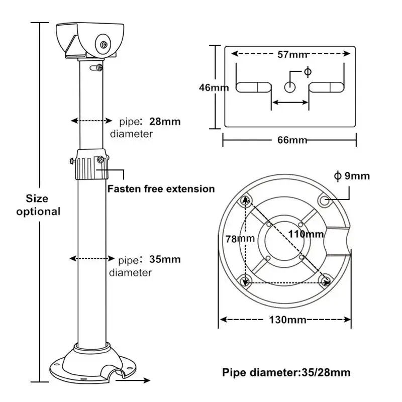 Imagem -02 - Segurança Cctv Câmera Suporte Extensão Monitoramento Suporte Telescópico para Hikvision Dahua Câmera 2040cm 3060cm 4080cm 60120cm de