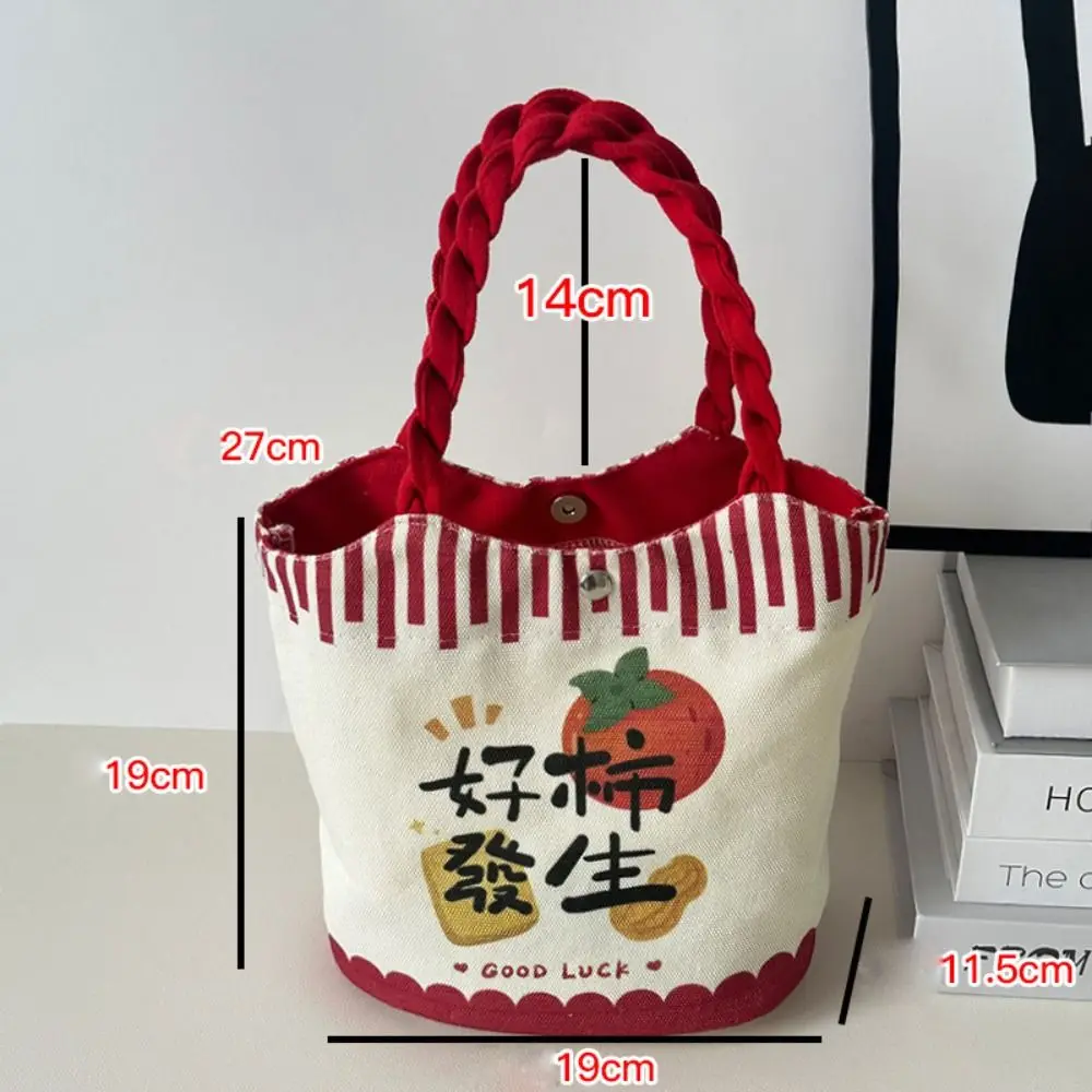 Fashion Cartoon Prints Tote Bag Large Capacity Canvas Lunch Bag Colorful Kids Storage Bag