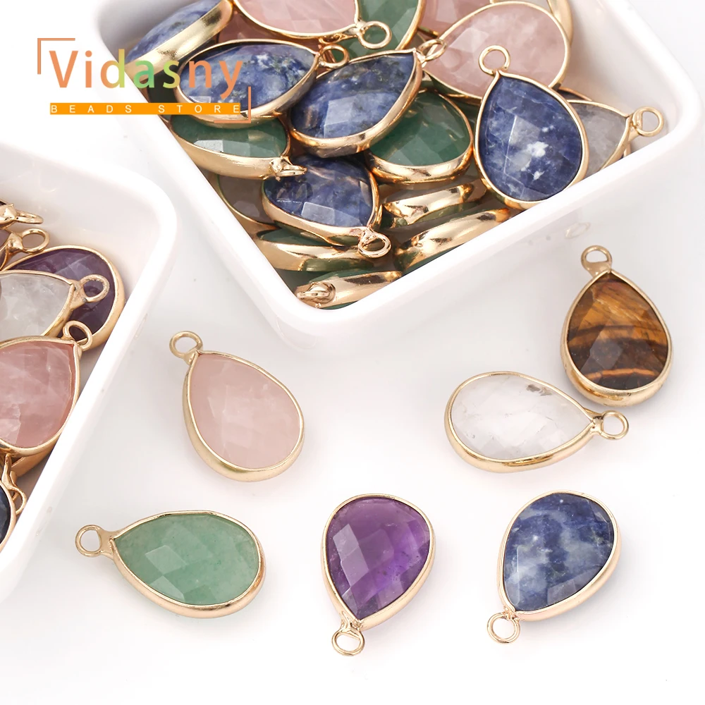 2 Stück 13 x 18 mm natürliche grüne Aventurin-Steinperlen in Tropfenform, Anhänger für die Schmuckherstellung, DIY-Armband, Halskette, Zubehör – Detail 6
