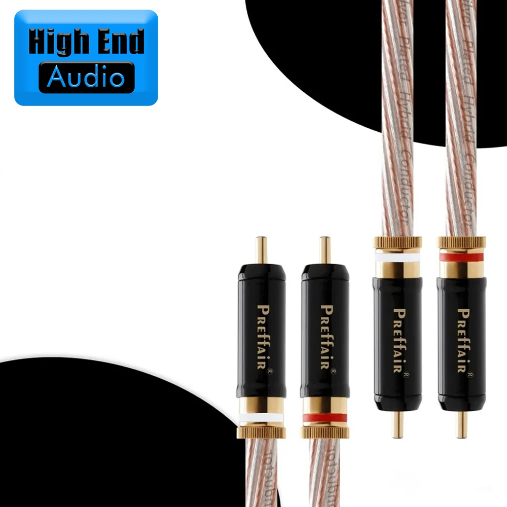 HiFi Audio RCA Cable 7N OCC Silver Plated Copper Line 12Square Gold-plate Self Locking RCA Plug RCA Premium Cable